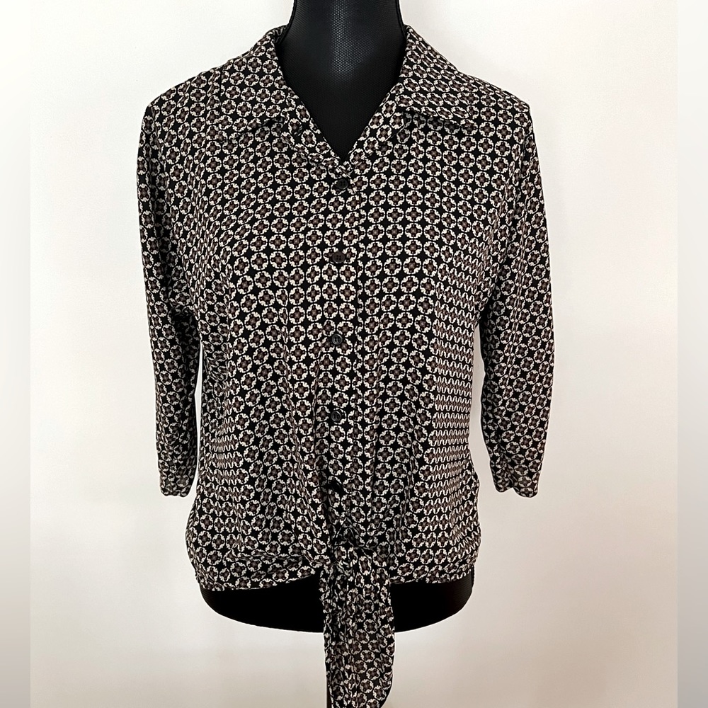 NWT Veronica M Tied Blouse | Small | Print